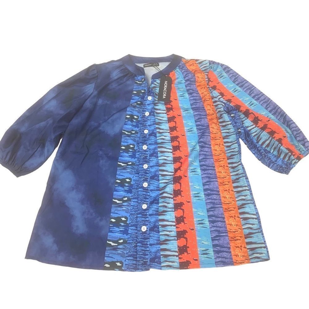 Multicolored Button Down Blouse NWT - image 1
